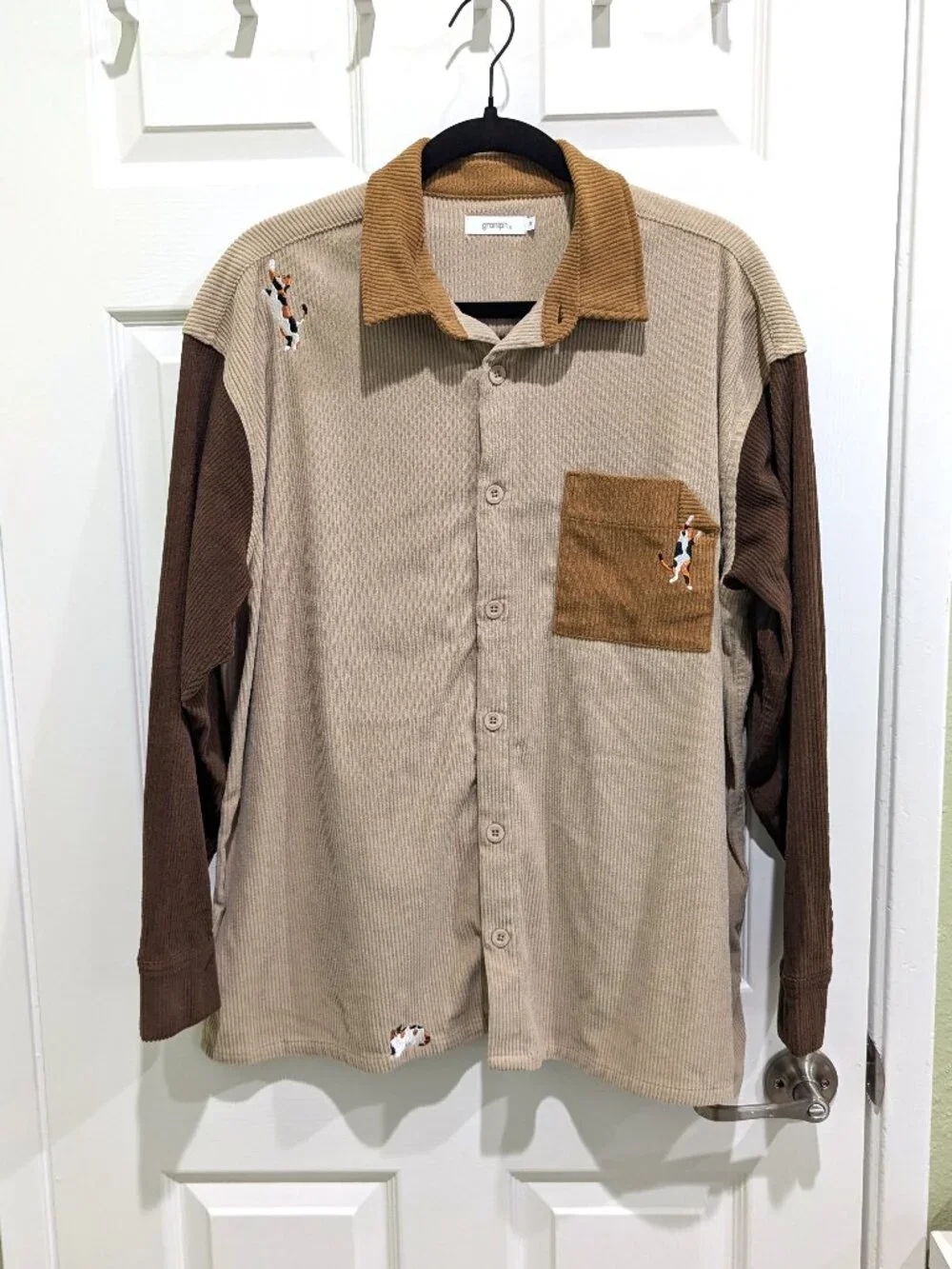 Graniph Joyful Cats Calico Corduroy Shirt Jacket size M